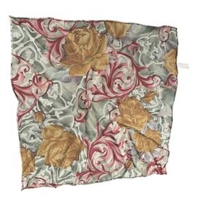 Carrot & Gibbs Pure Silk Pocket Square Floral Scrollwork Green Yellow Handmade